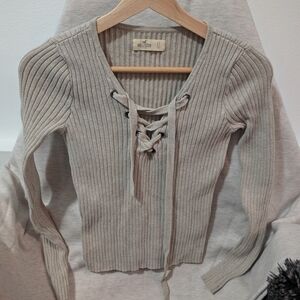 Hollister Ribbed Lace-Up Sweater